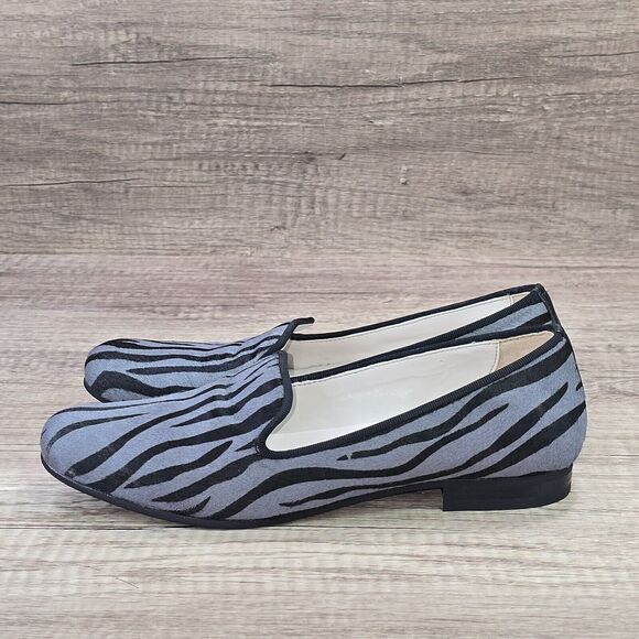 Cole Haan Loafers Women's Size 6B Black Gray Calf Fur Zebra Print Flats Shoes - Picture 3 of 9